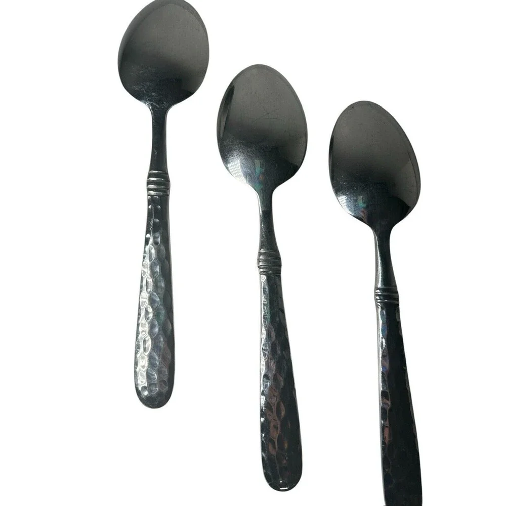 CAMBRIDGE MAJESTY HAMMERED STAINLESS FLATWARE SERVING SPOON- Hard To Find
